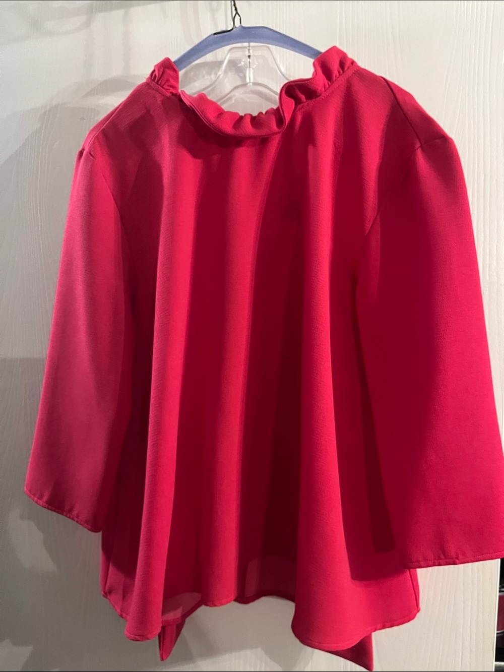Pomander Place Fuchsia Bow Tie Neck Blouse
